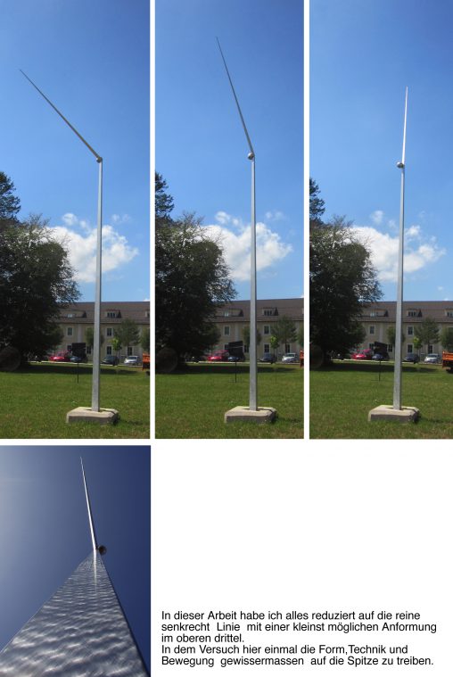 Kinetische Plastik Antrieb Wind; Höhe 9m Material Aluminium und Stahl; 2008 Privatbesitz